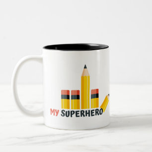 Caneca De Café Em Dois Tons Meu Super Herói Pencil Power Mug