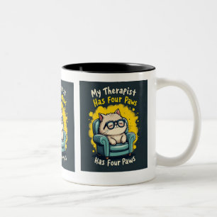 Caneca De Café Em Dois Tons Meu Terapeuta Tem Quatro Patas Café Divertido Aman