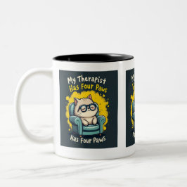 Caneca De Café Em Dois Tons Meu Terapeuta Tem Quatro Patas Café Divertido Aman