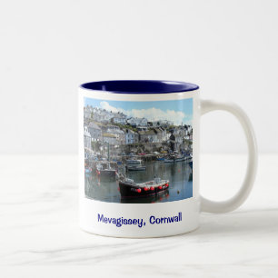 Caneca De Café Em Dois Tons Mevagissey, Cornualha, Inglaterra