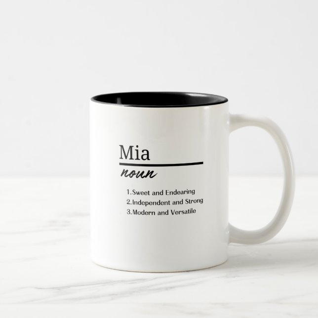 Caneca De Café Em Dois Tons Mia, Definição de Nome Personalizado para Rapariga (Direita)