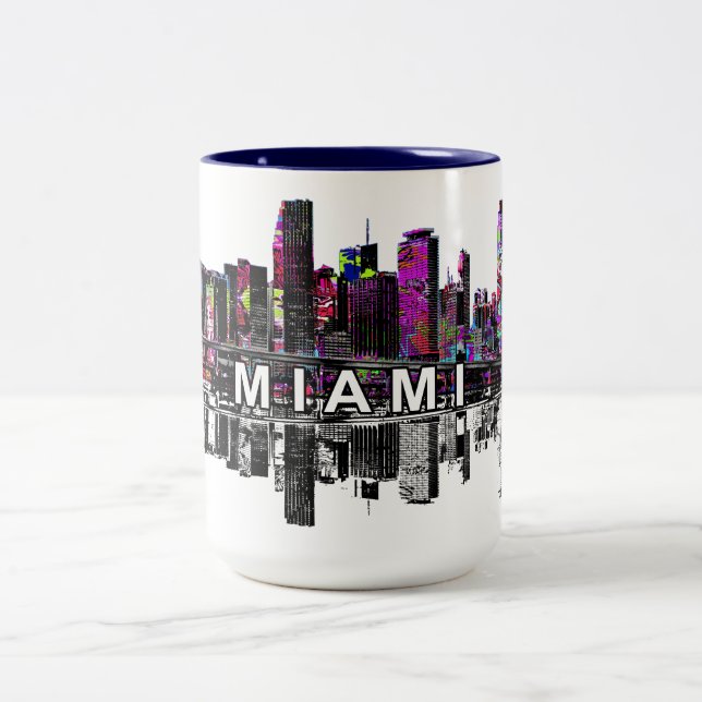 Caneca De Café Em Dois Tons Miami, Flórida em grafite (Centro)