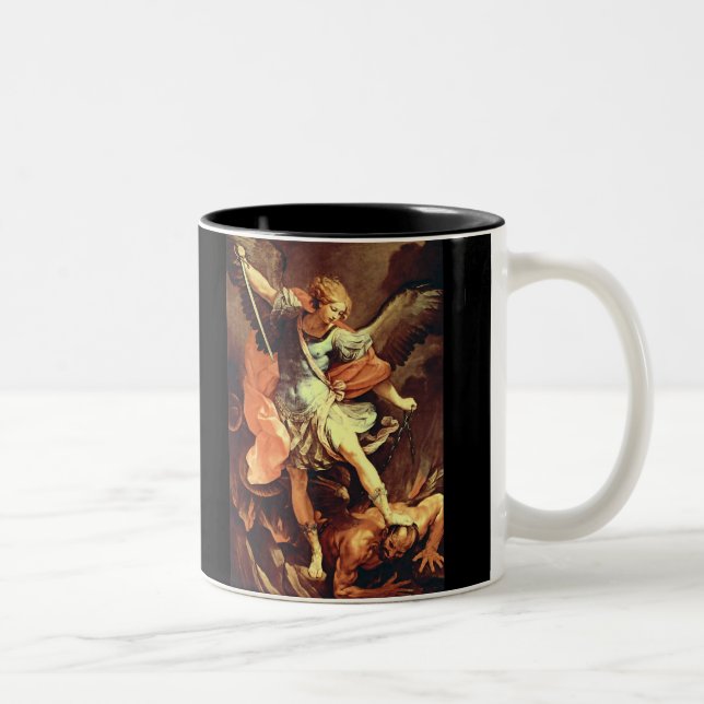 Caneca De Café Em Dois Tons Michael o arcanjo derrota o diabo (Direita)