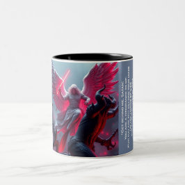 Caneca De Café Em Dois Tons Michael, o Arcanjo lança Satã 2 tons Mug