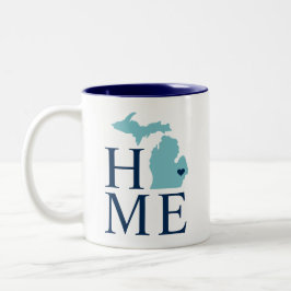 Caneca De Café Em Dois Tons Michigan Casa Aqua Azul Marinho Coração da Cidade 