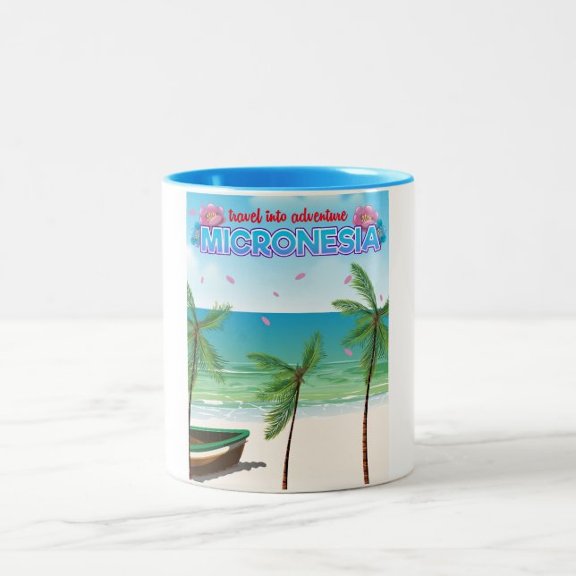 Caneca De Café Em Dois Tons Micronésia "Viagem para a aventura" (Centro)