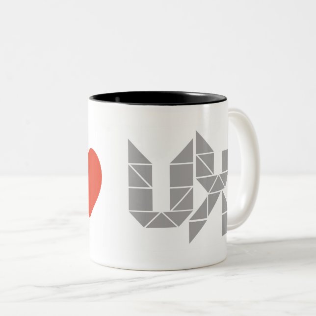 Caneca De Café Em Dois Tons Mim coração (amor) UX (Frente Esquerda)