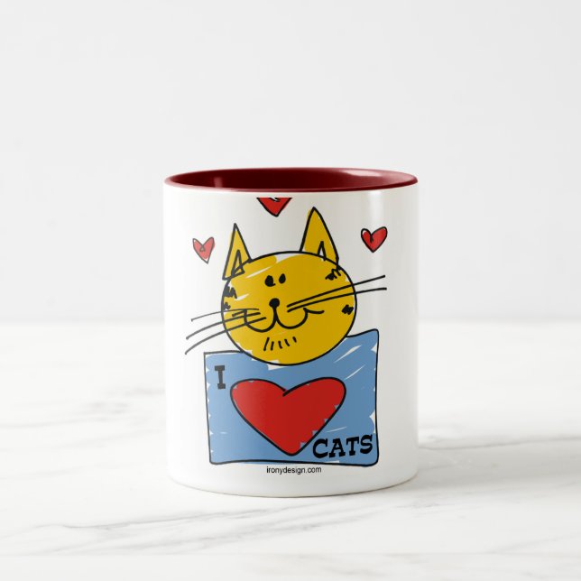 Caneca De Café Em Dois Tons Mim gatos do coração (Centro)