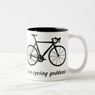 Caneca De Café Em Dois Tons Mim " m uma deusa do ciclismo