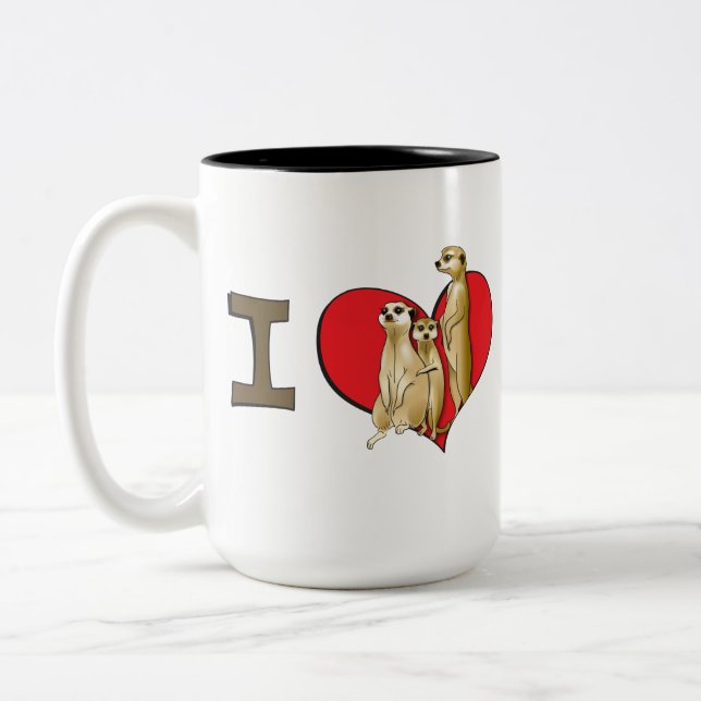 Caneca De Café Em Dois Tons Mim meerkats do coração (Esquerda)