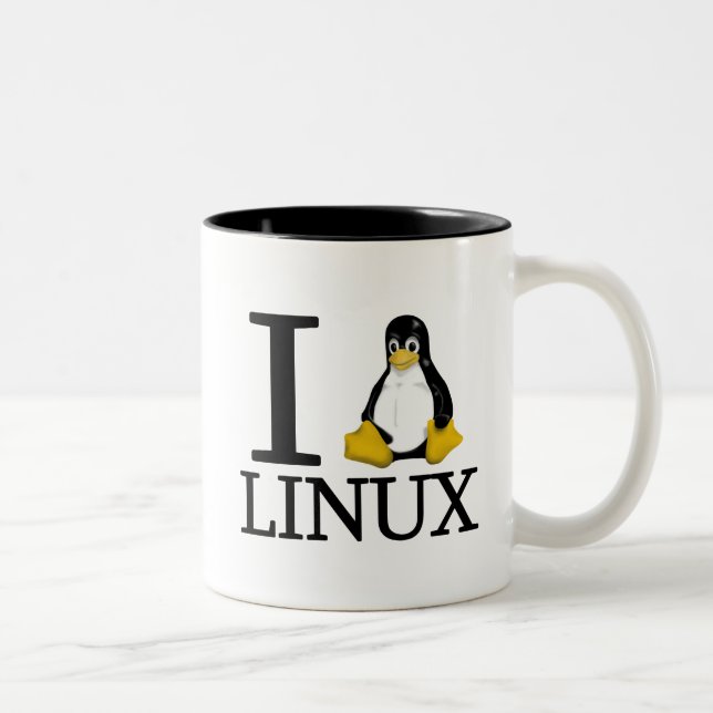 Caneca De Café Em Dois Tons Mim pinguim Linux 2 (Direita)
