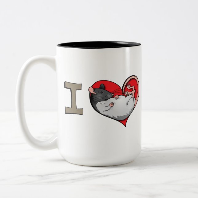 Caneca De Café Em Dois Tons Mim ratos do coração (Esquerda)