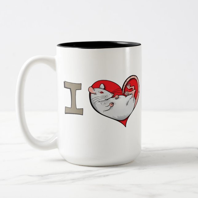 Caneca De Café Em Dois Tons Mim ratos do coração (albino) (Esquerda)