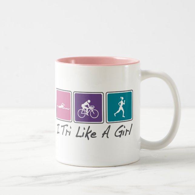 Caneca De Café Em Dois Tons mim tri como uma menina (Triathlete) (Direita)