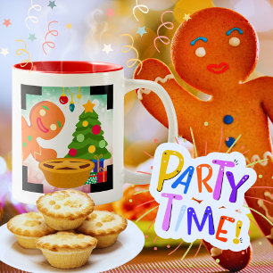 Caneca De Café Em Dois Tons Mince Pie Photobombed pelo Gingerpão Man