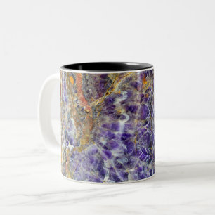 Caneca De Café Em Dois Tons mineral de pedra amethyst da gema da rocha do
