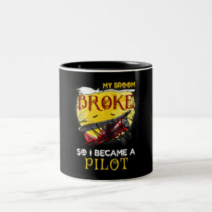 Caneca De Café Em Dois Tons Minha Broom Quebrou Então Eu Tornei-Me Um Presente