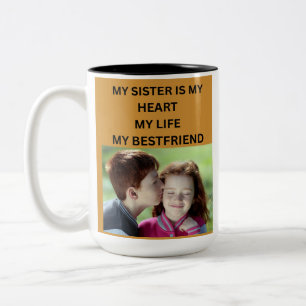 CANECA DE CAFÉ EM DOIS TONS MINHA IRMÃ É MEU CORAÇÃO MINHA VIDA MINHA MELHOR A