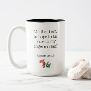 Caneca De Café Em Dois Tons Minha Mãe Anjo, citação de Lincoln,