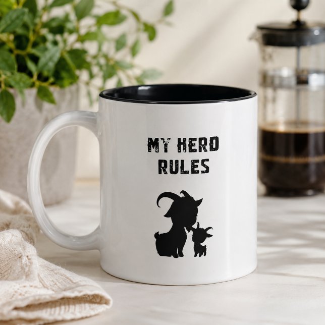 Caneca De Café Em Dois Tons Minha Manada Manda Fazendeiro de Cabra Engraçado A (Criador carregado)