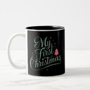 Caneca De Café Em Dois Tons Minha Primeira Família Matriz de Natal Novato do N