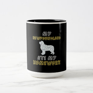 Caneca De Café Em Dois Tons Minha terra nova comeu meu dever de casa Present