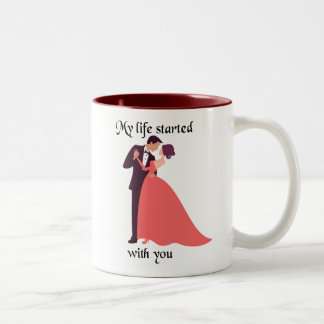 Caneca De Café Em Dois Tons Minha Vida Começou Com Você