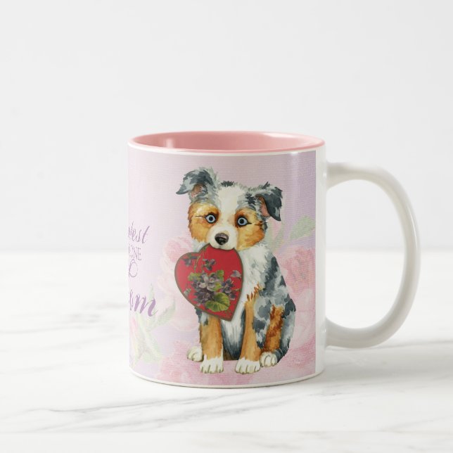 Caneca De Café Em Dois Tons Mini American Shepherd Heart Mãe (Direita)