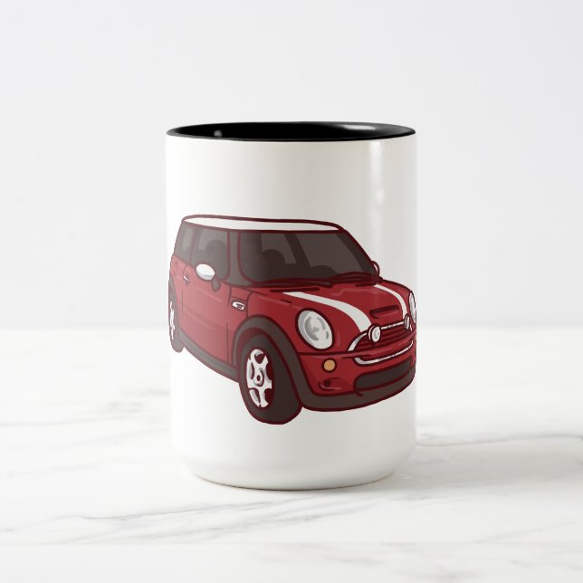 Caneca De Café Em Dois Tons Mini Cooper vermelho (Centro)