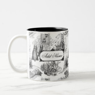 Caneca De Café Em Dois Tons MINI SCHNAUZER Terrier Black Toile w/Custom Name