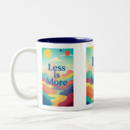 Caneca De Café Em Dois Tons Minimal Aesthetic Quote Print – “Less is More”