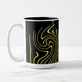 Caneca De Café Em Dois Tons Minimalismo das Linhas Amarelas Pretas abstrato