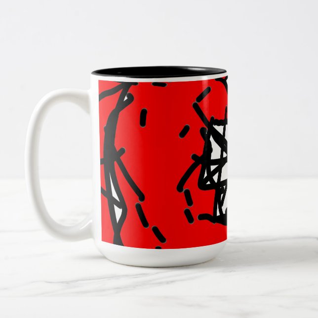 Caneca De Café Em Dois Tons Minimalist Abstract Circular Expressionism in Red  (Esquerda)