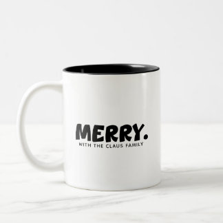 Caneca De Café Em Dois Tons Minimalist Cheer: Personalized "MERRY." Statement