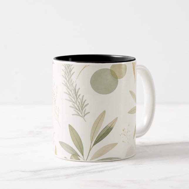 Caneca De Café Em Dois Tons Minimalist Olive & Rosemary Botanical Mug (Frente Esquerda)