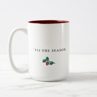 Caneca De Café Em Dois Tons Minimalist Pine Branch Christmas – ’Tis The Season