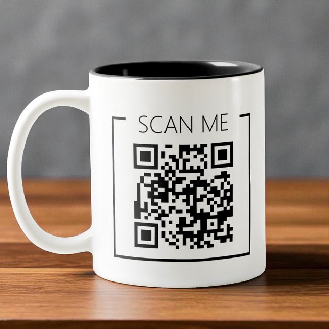 Caneca De Café Em Dois Tons Minimalist QR Code Scan Me Business (Criador carregado)