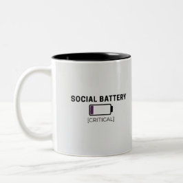 Caneca De Café Em Dois Tons Minimalist Social Battery Low Sticker