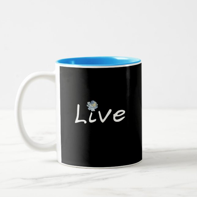 Caneca De Café Em Dois Tons Mínimo ao vivo preto e branco 11oz (Esquerda)