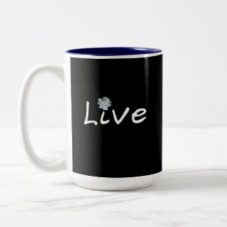Caneca De Café Em Dois Tons Mínimo ao vivo preto e branco 15 oz