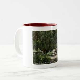 Caneca De Café Em Dois Tons Missão Rua, Papais noeis Barbara, California Vinta