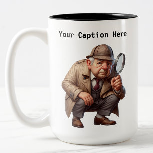 Caneca De Café Em Dois Tons Mistério de Cartoon da Detetive Britânica Personal