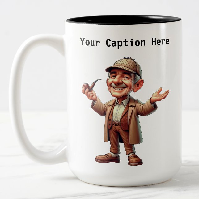 Caneca De Café Em Dois Tons Mistério personalizável de desenho do investigador (Criador carregado)