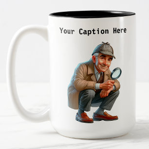 Caneca De Café Em Dois Tons Mistério personalizável de desenho do investigador