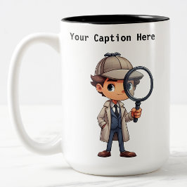 Caneca De Café Em Dois Tons Mistério personalizável de desenho do investigador
