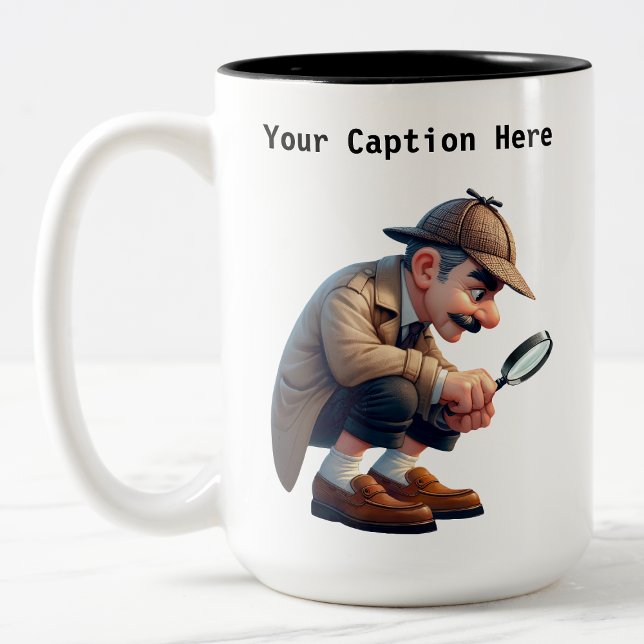 Caneca De Café Em Dois Tons Mistério personalizável de desenho do investigador (Criador carregado)