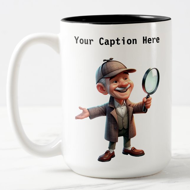 Caneca De Café Em Dois Tons Mistério personalizável de desenho do investigador (Criador carregado)