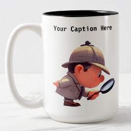 Caneca De Café Em Dois Tons Mistério personalizável de desenho do investigador