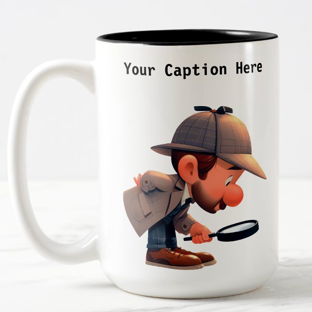 Caneca De Café Em Dois Tons Mistério personalizável de desenho do investigador (Criador carregado)