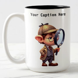 Caneca De Café Em Dois Tons Mistério personalizável de desenho do investigador